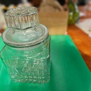 vintage KOEZE drugstore glass jar apothecary candy canister 7 " tall